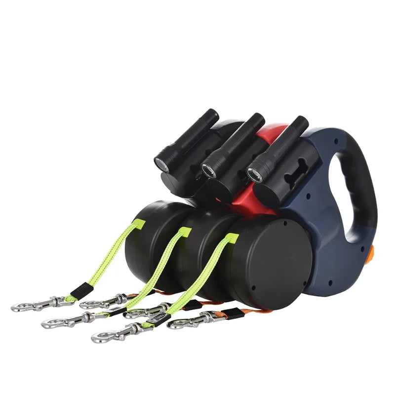 Tangle-Free Retractable Double Dog Leash with LED