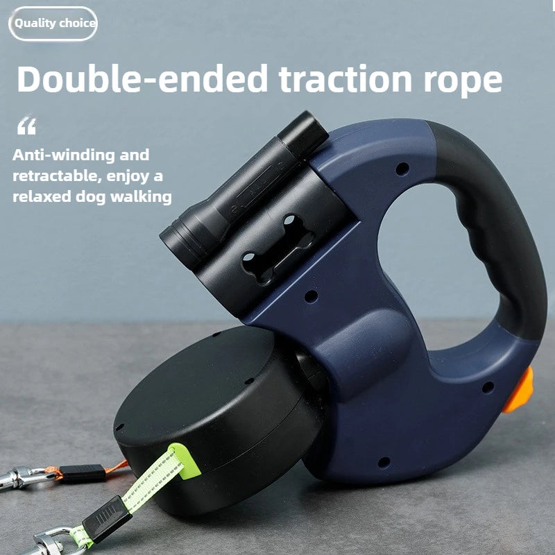 Tangle-Free Retractable Double Dog Leash with LED
