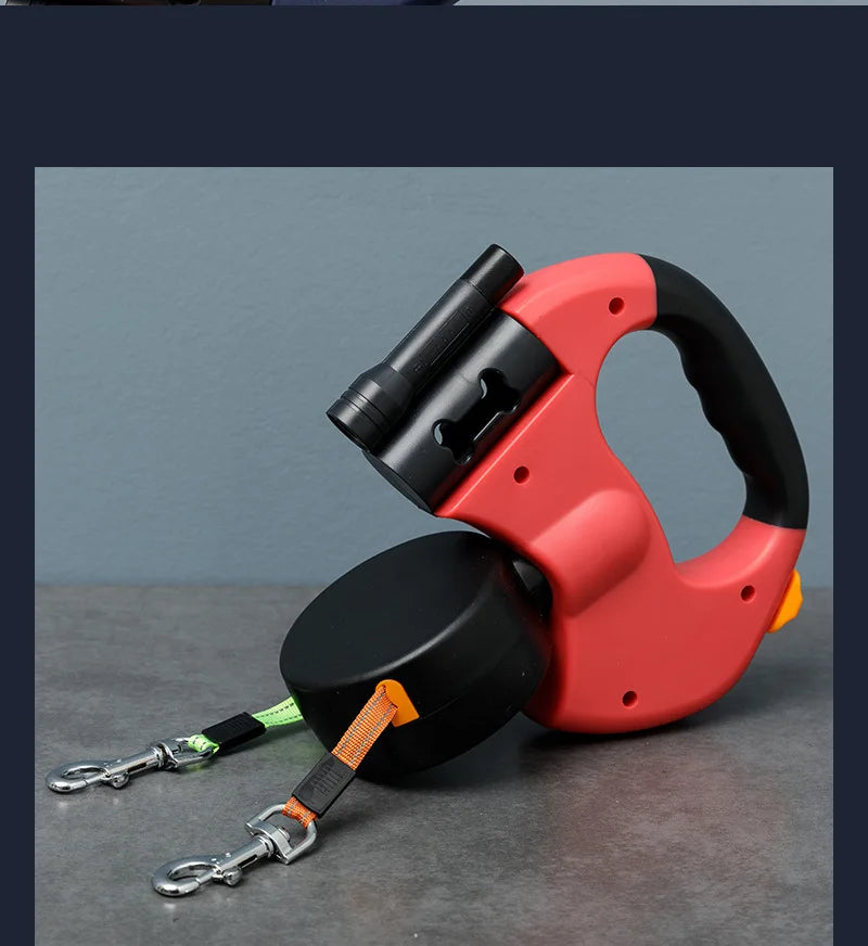 Tangle-Free Retractable Double Dog Leash with LED