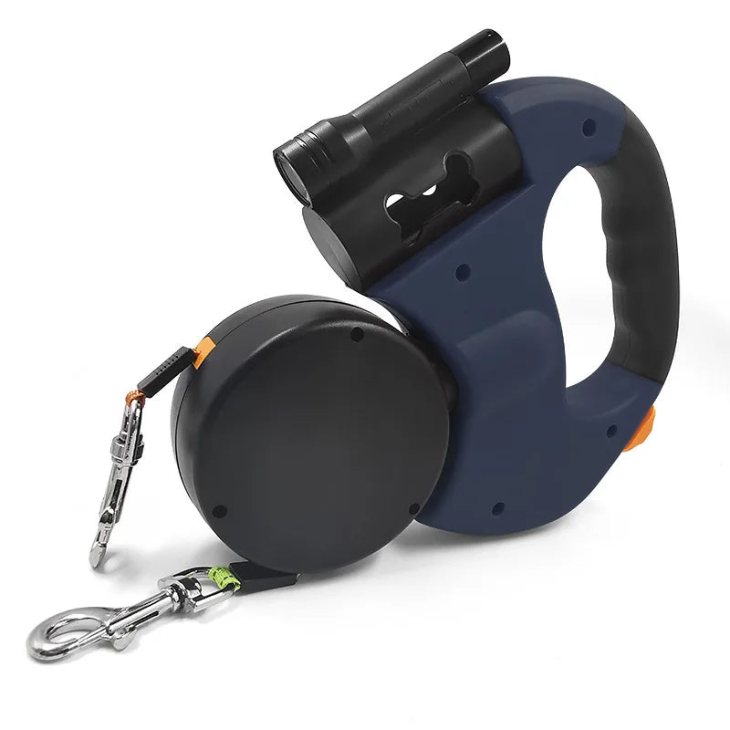 Tangle-Free Retractable Double Dog Leash with LED